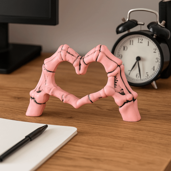 Halloween Heart Hands Skeleton Statue Resin Decoration