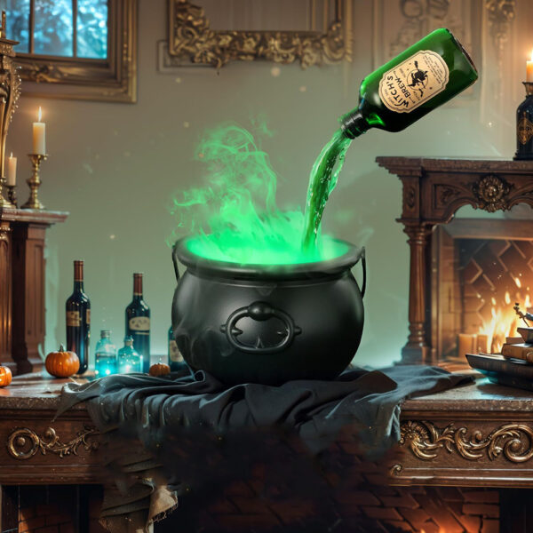 Glowing Black Witch Cauldron Candy Bowl