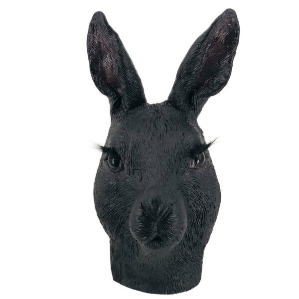 Realistic Black Rabbit Latex Mask for Halloween & Fancy Dress Parties