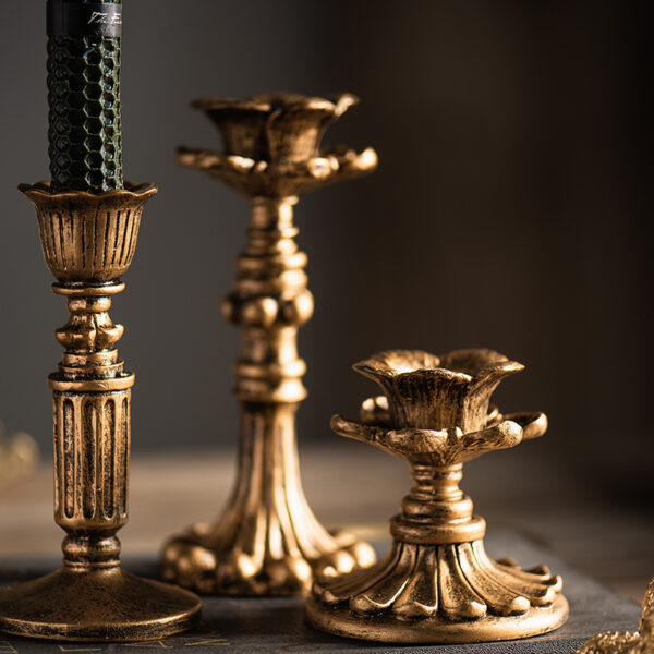 Antique French Retro Resin Candlestick Holder Set