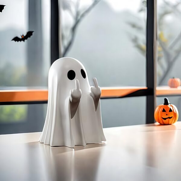 Cute Middle Finger Ghost Statue Halloween Figurine