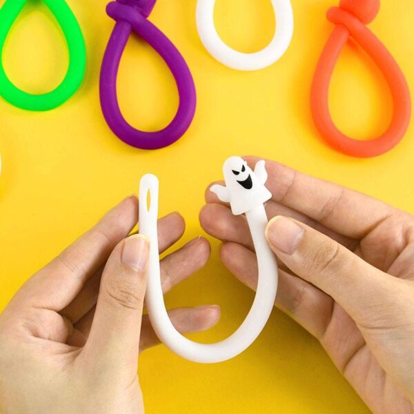 5pcs Halloween Stretchy Pumpkin & Skull Noodle Bracelets
