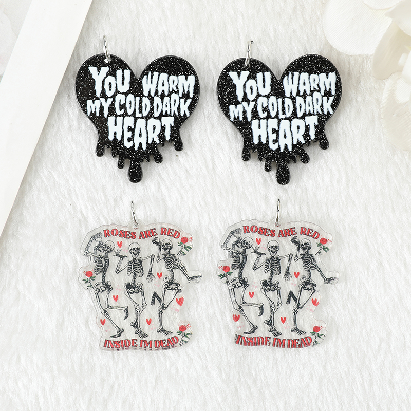 8pcs Acrylic Heart & Skull Charms for DIY Necklace & Keychain Making - Image 5