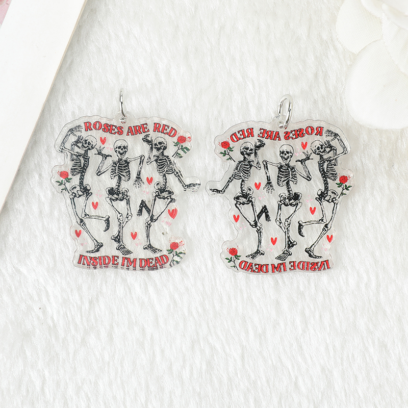 8pcs Acrylic Heart & Skull Charms for DIY Necklace & Keychain Making - Image 2