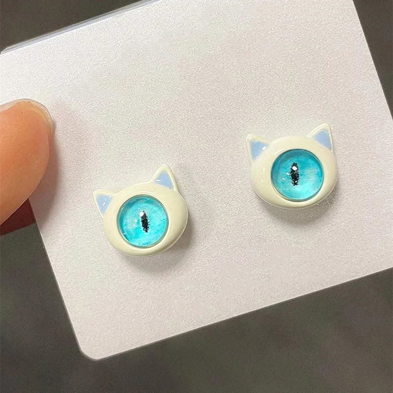 White Cat Ears with Blue Eye