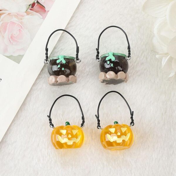 4Pcs 3D Resin Pumpkin Charms Halloween Basket Pendants for DIY Craft Making
