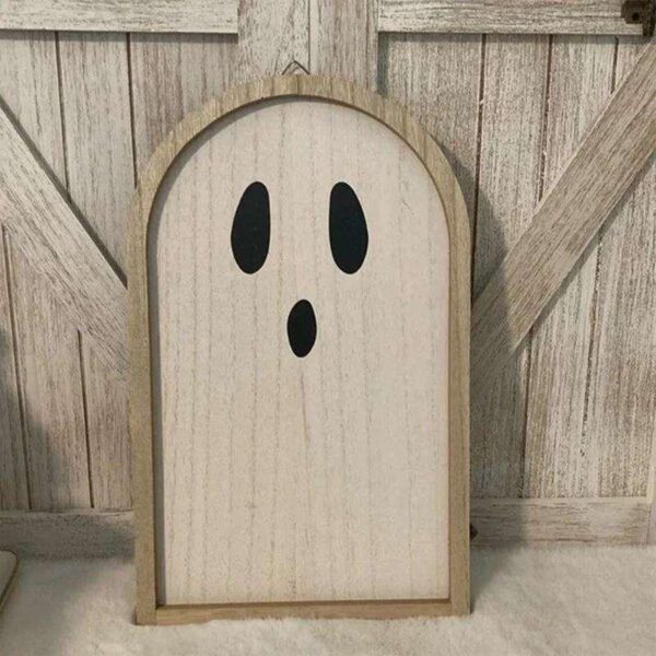Boo Ghost Halloween Wooden Sign