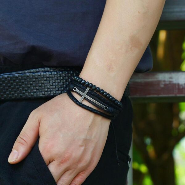 Retro Cross Layered Bracelet for Men