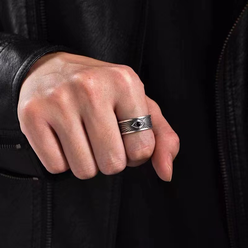 Vintage Eye of Providence Adjustable Ring for Men - Image 3