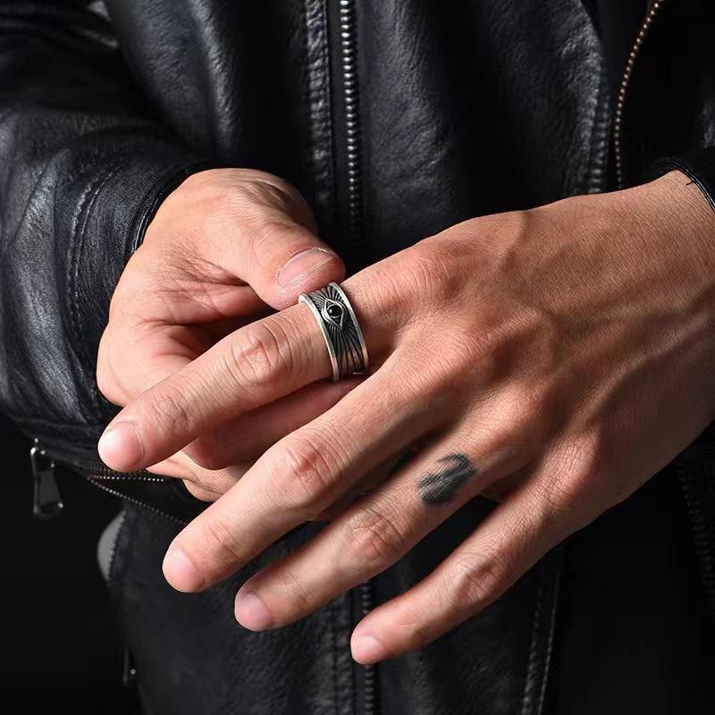 Vintage Eye of Providence Adjustable Ring for Men