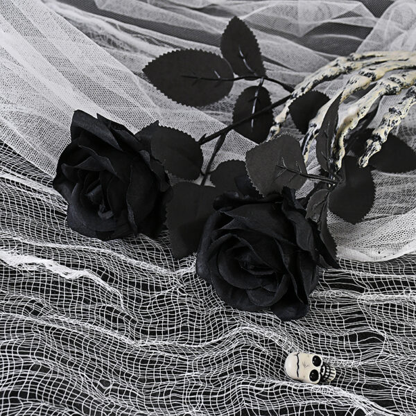 Black Silk Rose Bouquet Artificial Gothic Flowers for Halloween & Home Decor