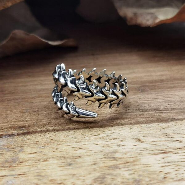Men's Retro Geometric Spine Adjustable Skeleton Ring