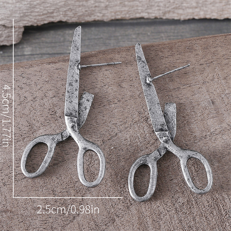 Retro Antique Scissors Earrings for Men & Women - Punk Gothic Unisex Stud Jewelry - Image 5