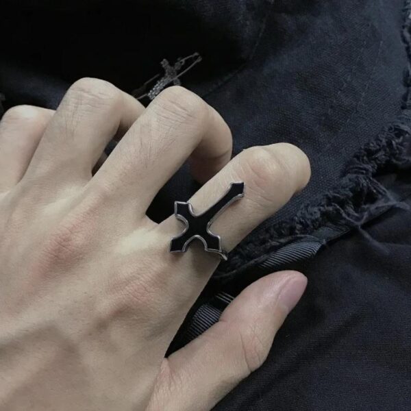 Retro Punk Cross Adjustable Ring - Trendy Jewelry for Party, Fashion Week, and Versatile Styling