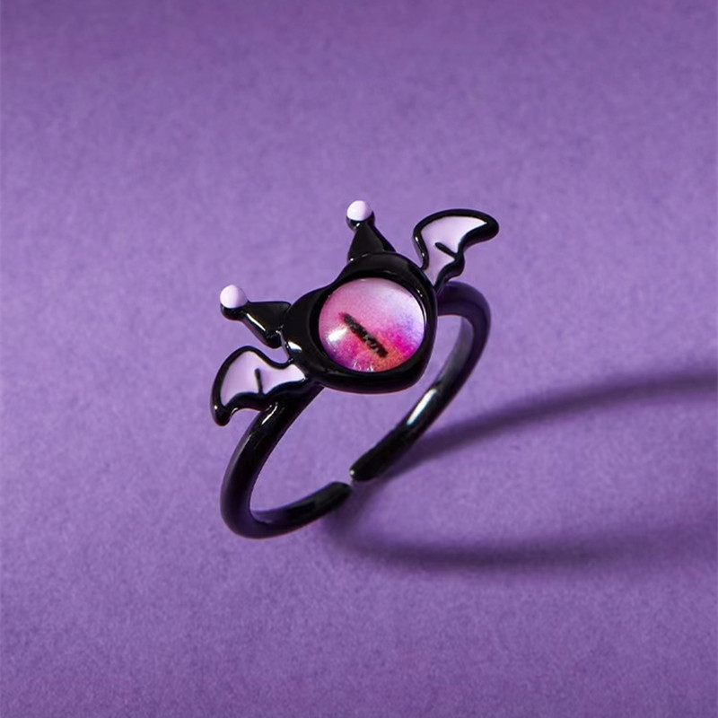 Red Single Eye Monster Halloween Adjustable Ring and Earrings Set - Image 6