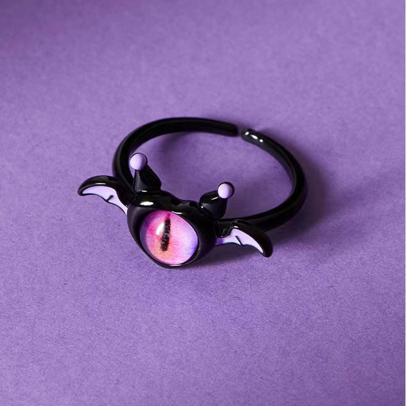 Red Single Eye Monster Halloween Adjustable Ring and Earrings Set - Image 5