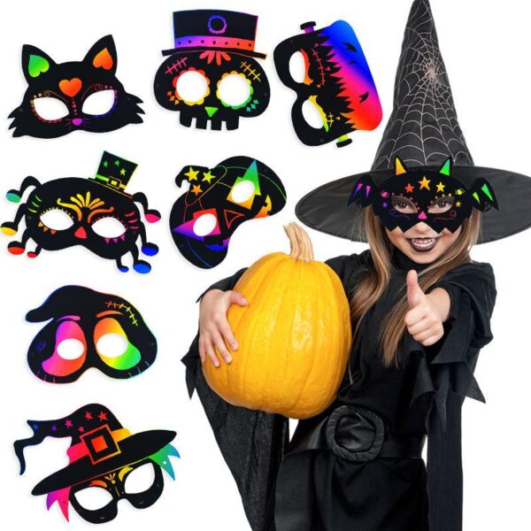 Halloween DIY Scratch Art Mask Set for Kids