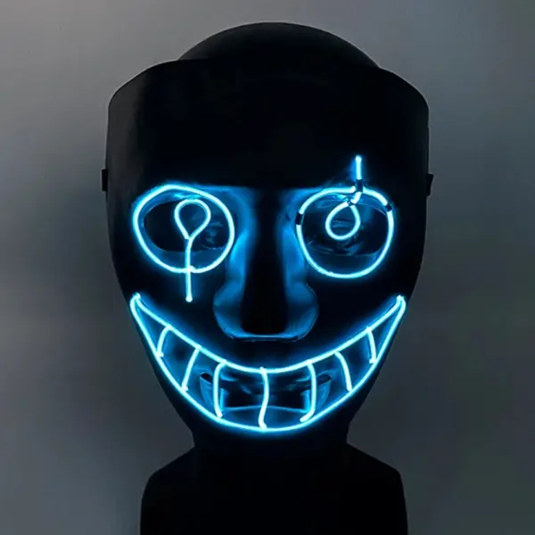 Glow-In-The-Dark LED Neon Cosplay Mask - Perfect for Halloween and Rave Parties