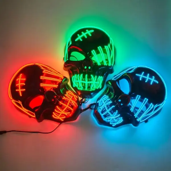 Glow-In-The-Dark Skull LED Mask - Perfect for Halloween and Scary Theme Parties