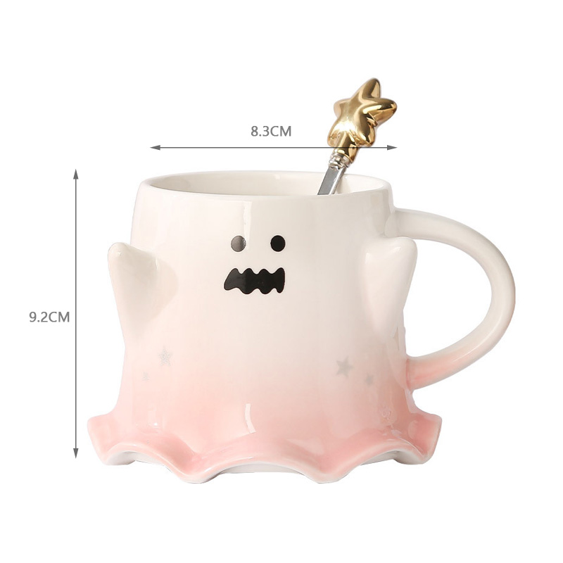 460ML Halloween Ghost Mug with Spoon – Fun Ceramic Cup - Image 7