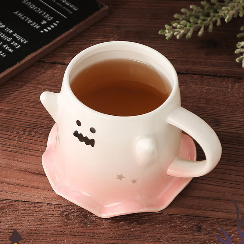 460ML Halloween Ghost Mug with Spoon – Fun Ceramic Cup - Image 5