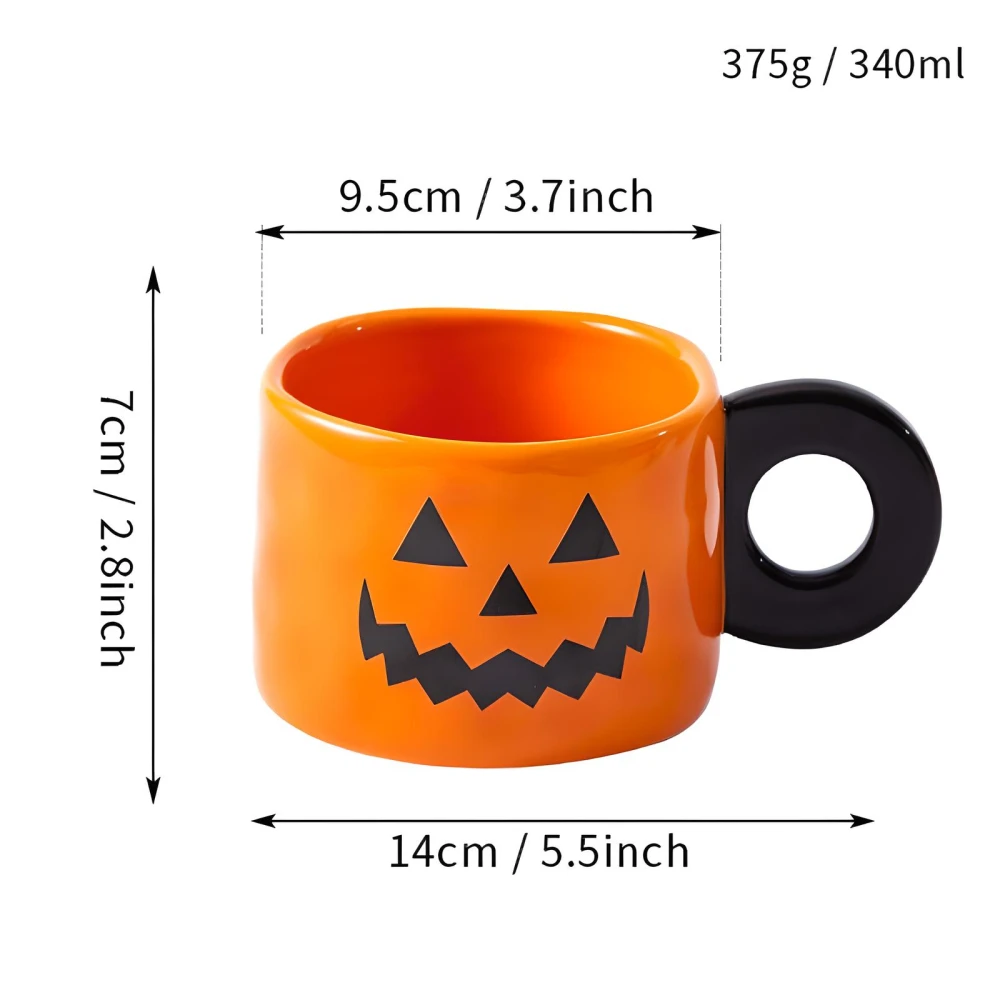 340ML Halloween Pumpkin Mug – Creative Ceramic Coffee Cup - Image 6