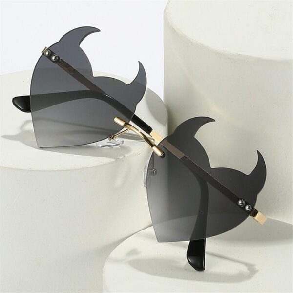 Rimless Devil Ear Heart-Shaped Sunglasses