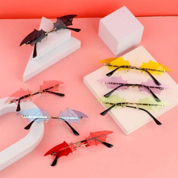 Creative Bat-Shaped Rimless Slim Sunglasses