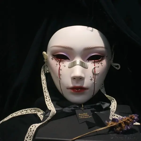 Soul Crop Full Face Tears Mask - Ancient Style Hanfu Costume Accessory
