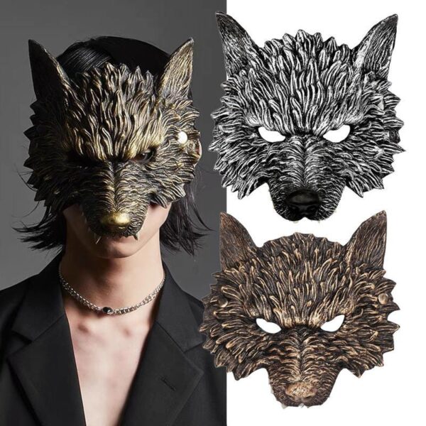 Horror Wolf Mask - 3D Half Face PU Foam Mask for Kids & Adults