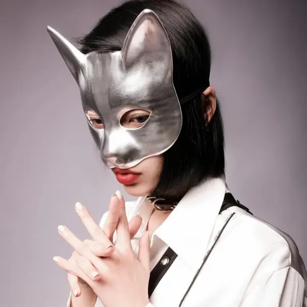 Full Face Swallowtail Butterfly Mask - Black Cat Fox Red Mask for Cosplay and Online Fame