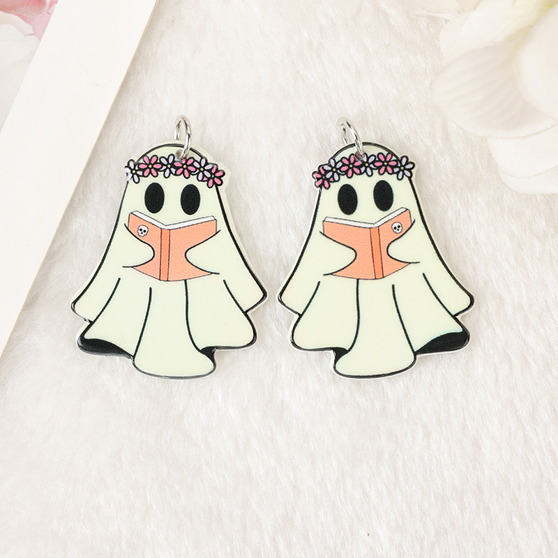 6Pcs Acrylic Halloween Ghost & Flower Charms - Image 4