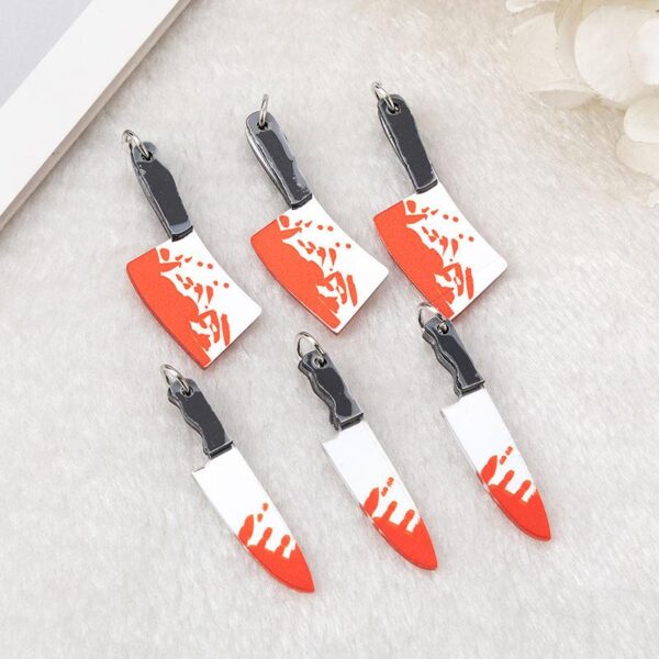 10-Piece Gothic Bloody Knife Charms – Halloween Weapon Shape