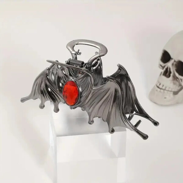 Halloween Bat Hair Clip with Ruby Accent