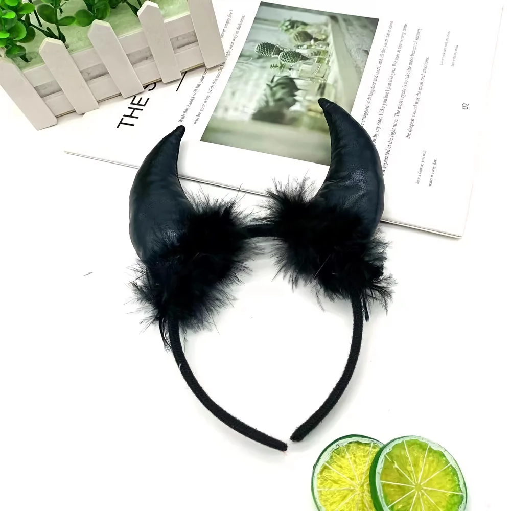 Spooky Halloween Devil Hair Band with Spider Web and Witch Hat - Image 6