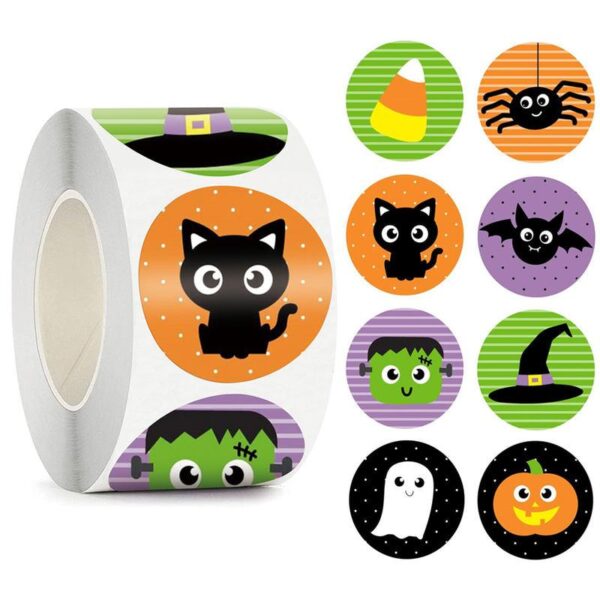 Halloween Black Bat Round Stickers