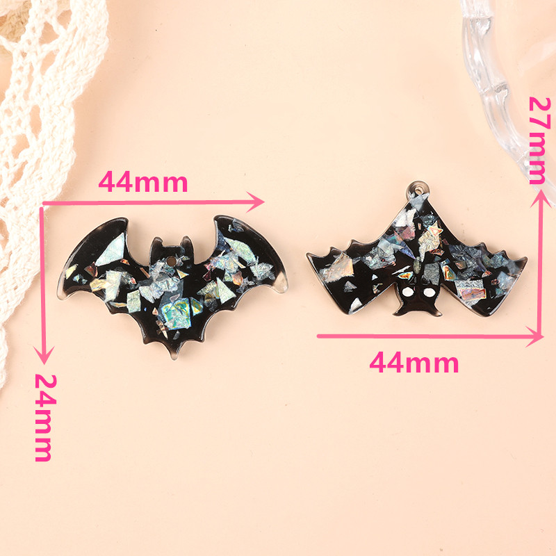 8-Piece Black Bat Resin Charms for Necklace Pendants & Keychains - DIY Halloween Crafts - Image 6