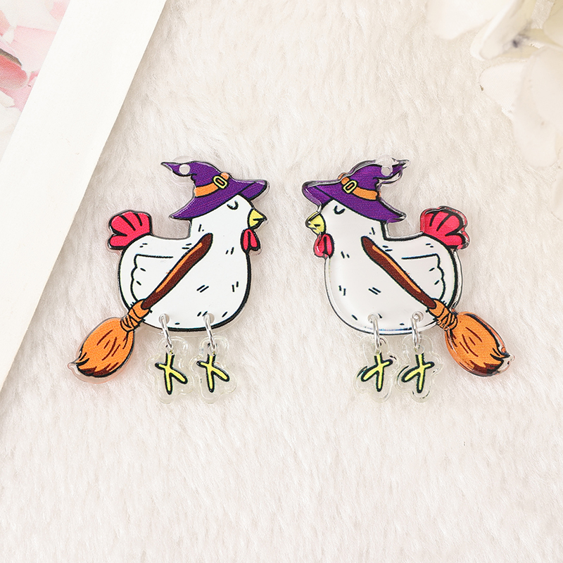 8 Pcs Halloween Charms - Ghost, Pumpkin, and Chicken Pendants for DIY Jewelry Making - Image 4