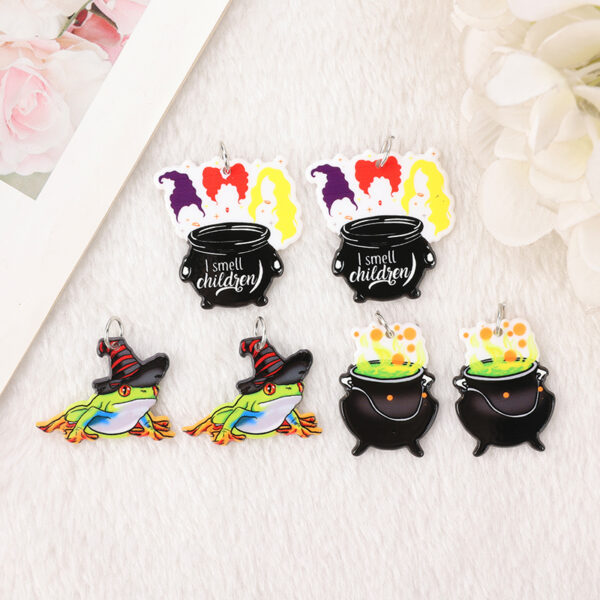 6 Pcs Halloween Frog Charms - Magic Poison Jar Pendants for Keychains and DIY Jewelry