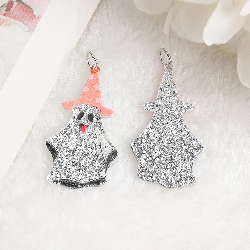 6 Pcs Halloween Charms - Acrylic Pumpkin and Ghost Pendants for DIY Jewelry and Keychains - Image 4