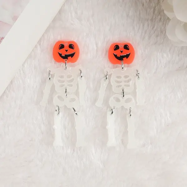 Halloween Glow-in-the-Dark Pumpkin & Skull Acrylic Charms - 6-Piece Set