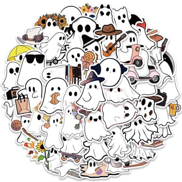 50pcs Waterproof Cute Cartoon Ghost Stickers