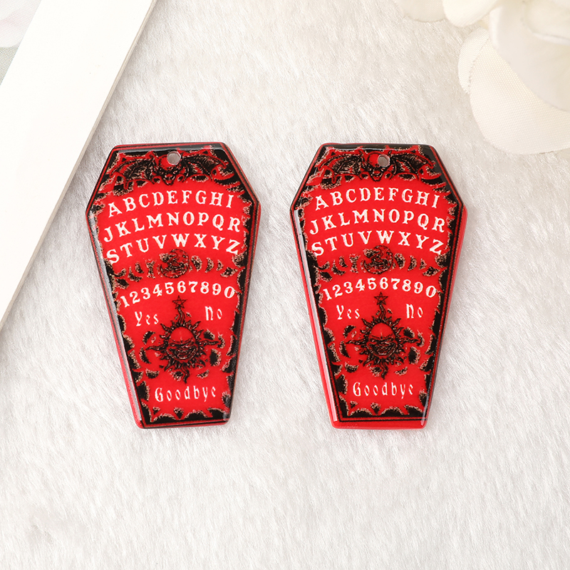 10Pcs Halloween Coffin Charms with Ouija Board Design - Image 5