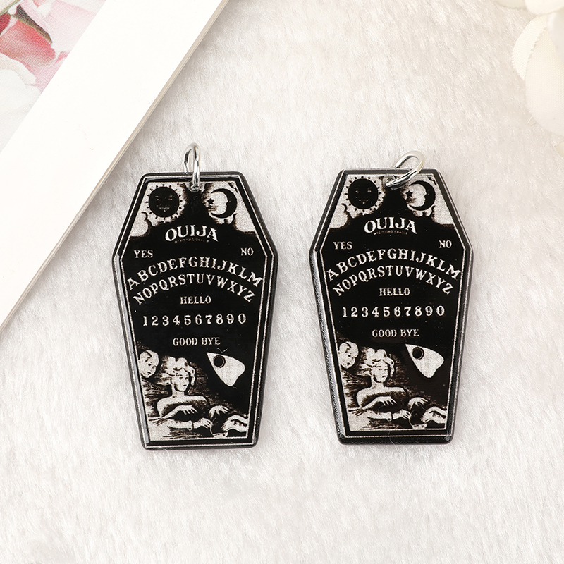 10Pcs Halloween Coffin Charms with Ouija Board Design - Image 3