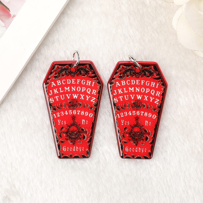 10Pcs Halloween Coffin Charms with Ouija Board Design - Image 2