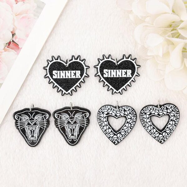 Halloween Acrylic Heart & Panther Charms