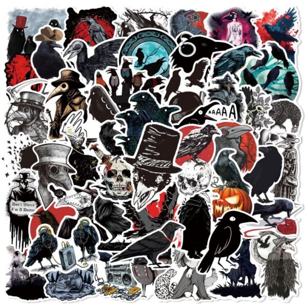 Gothic Horror Crow Stickers