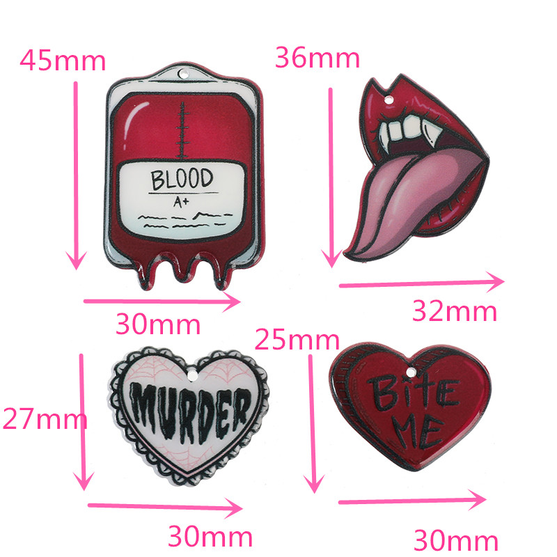 8-Piece Halloween Charms – Vampire Lips, Blood Bag - Image 7