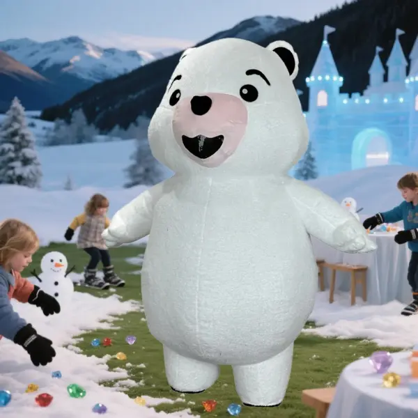 Inflatable White Bear Costume – Adult Mascot Suit for Parties & Events
