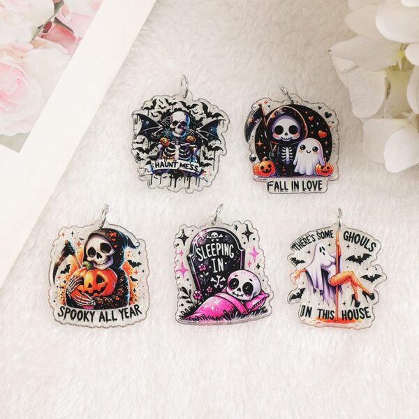 10-Piece Halloween Charms – Ghosts, Coffins & Death Pendants